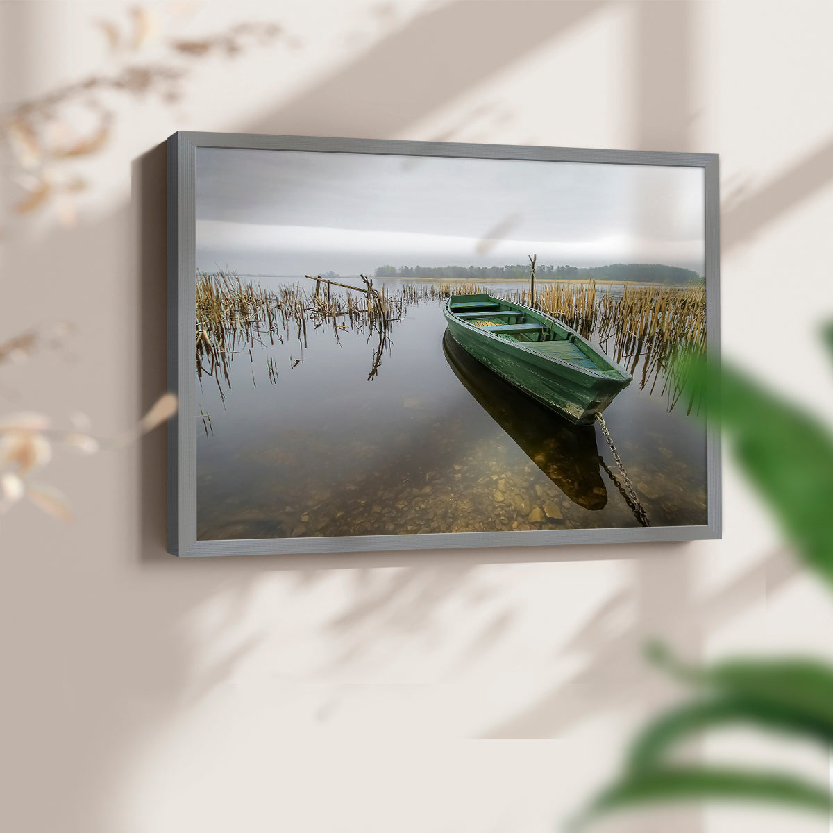 45429,boat,water,reeds,lake,nature,overcast,sky,tranquil,calm,greenery,afternoon,reflection,tethered,landscape,serenity,outdoor,fishing,solitude,stillness,peaceful,horizon,shoreline,environment,natural,scenery,rustic,cozy,wildlife,moored,setting,dock,pond,weather,rural,atmosphere,beauty,aquatic,preserve,Re-stickable,Nautical & Beach