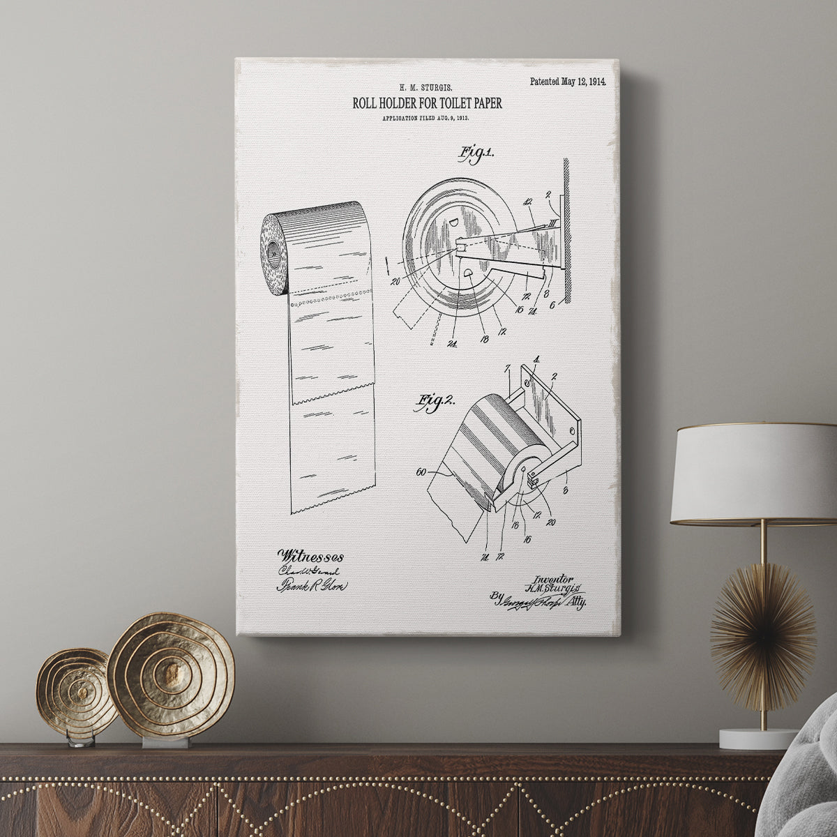 Toilet Paper Patent III - Canvas Art Print