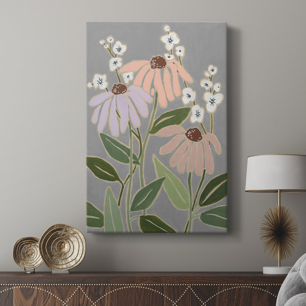 Woodblock Floral I - Canvas Art Print