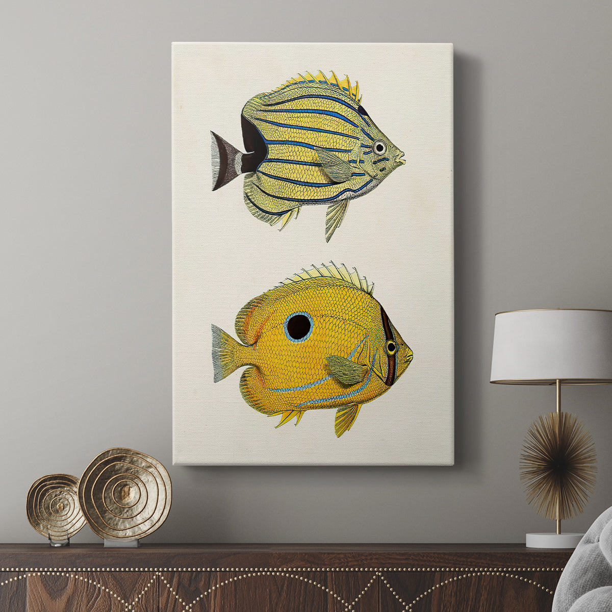 Yellow & Grey Fish III - Canvas Art Print