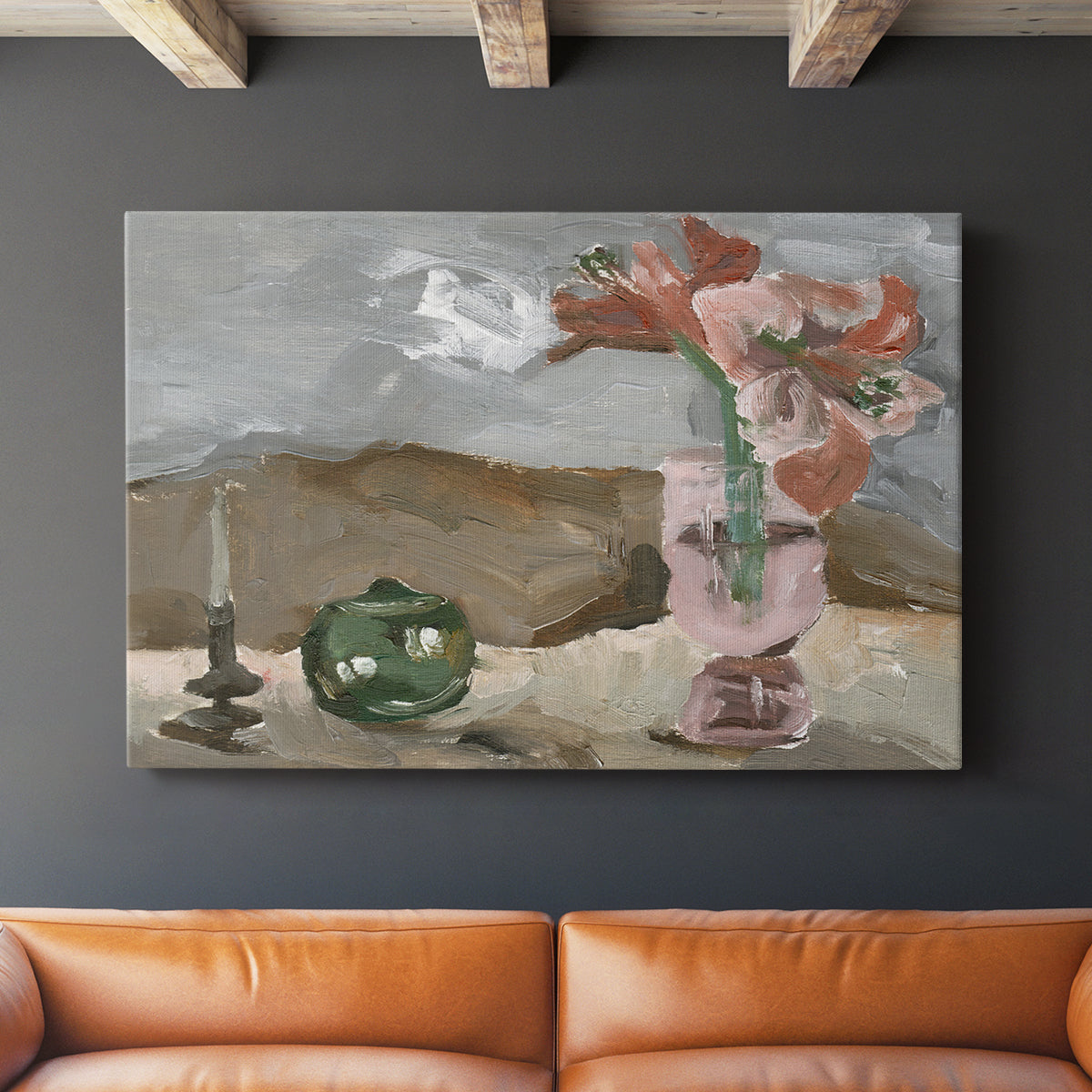 Vase of Pink Flowers II - Canvas Art Print