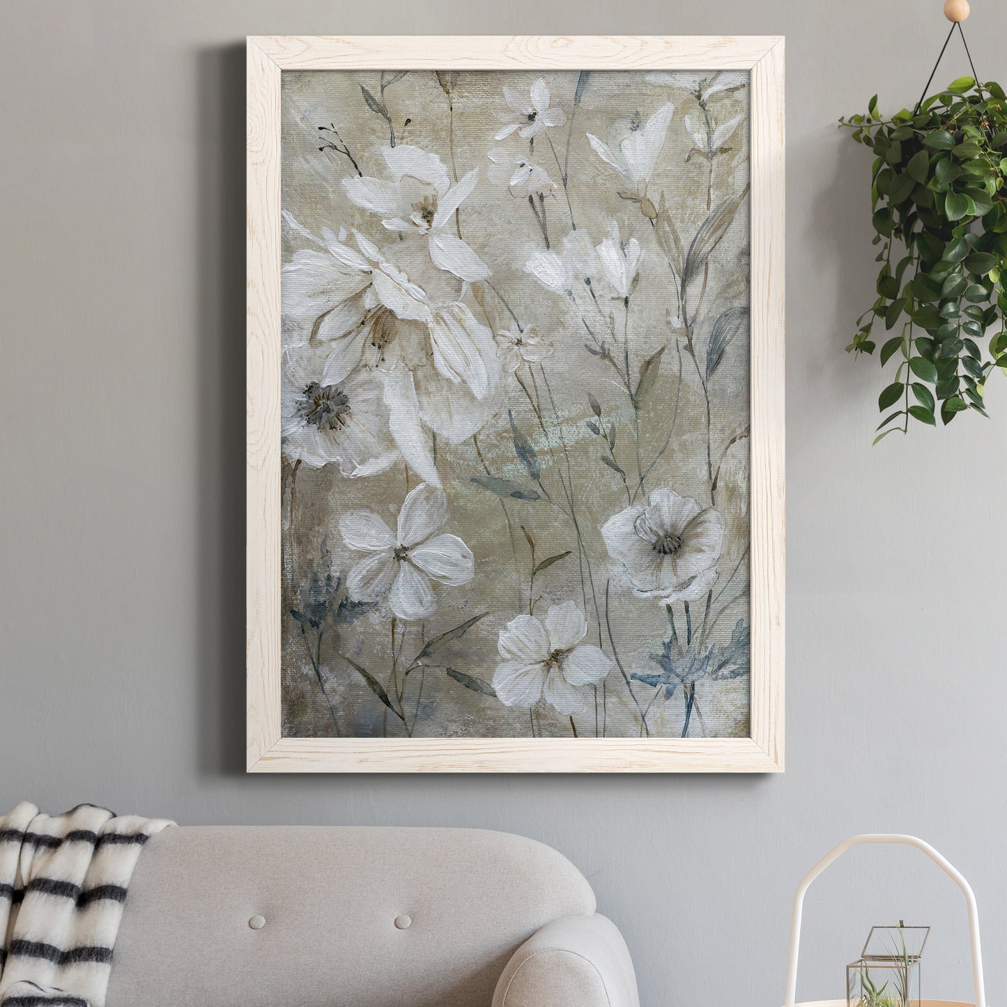 Wildflower Whites - Premium Canvas Framed in Barnwood - Ready to Hang