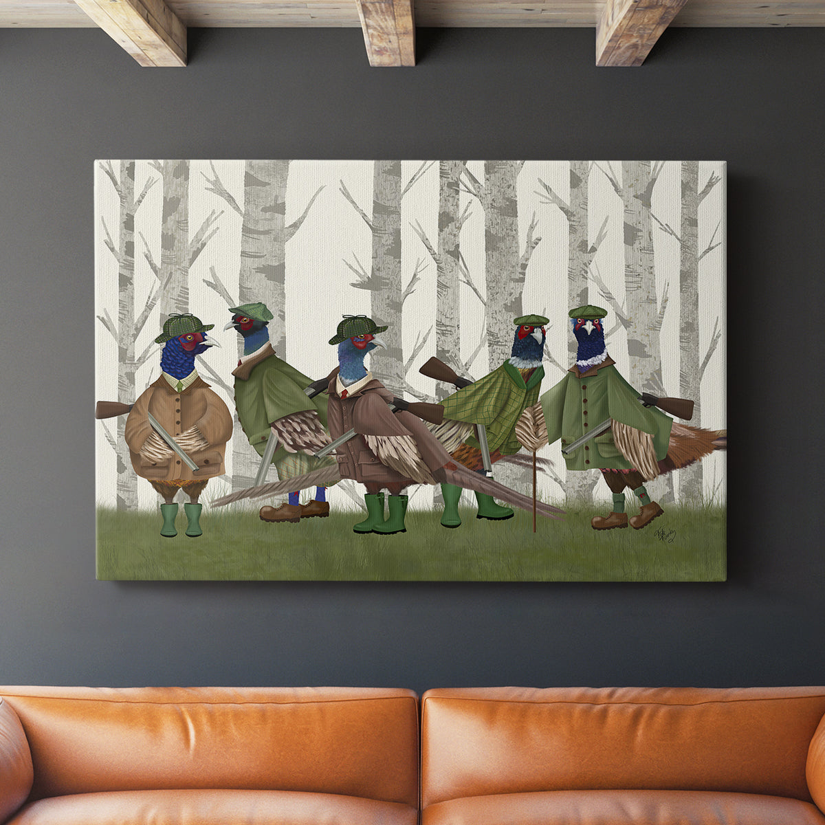 Pheasant Shooting Party Group 3 - Canvas Art Print