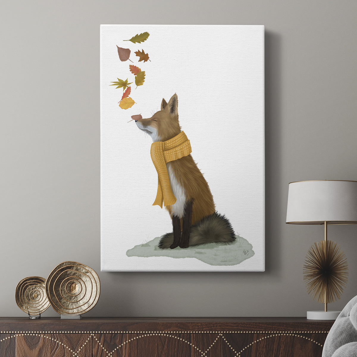 Fox Leaves on Nose - Canvas Art Print