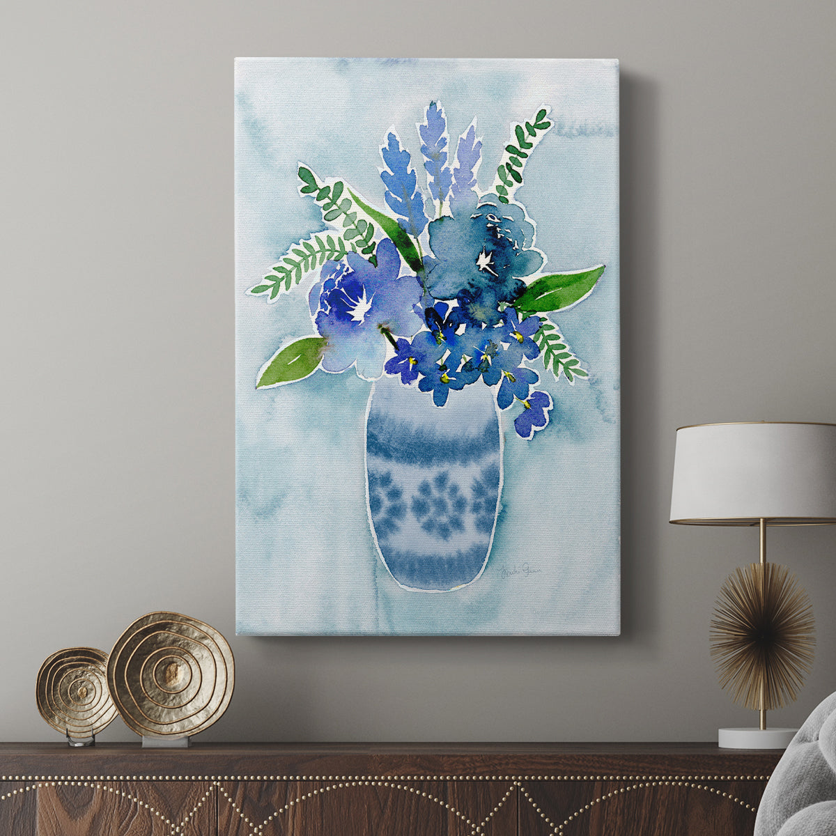 Blue Bouquet II - Canvas Art Print