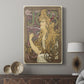 Canvas art print featuring a decorative poster with strong graphic lines and warm tones displayed in a modern interior space.