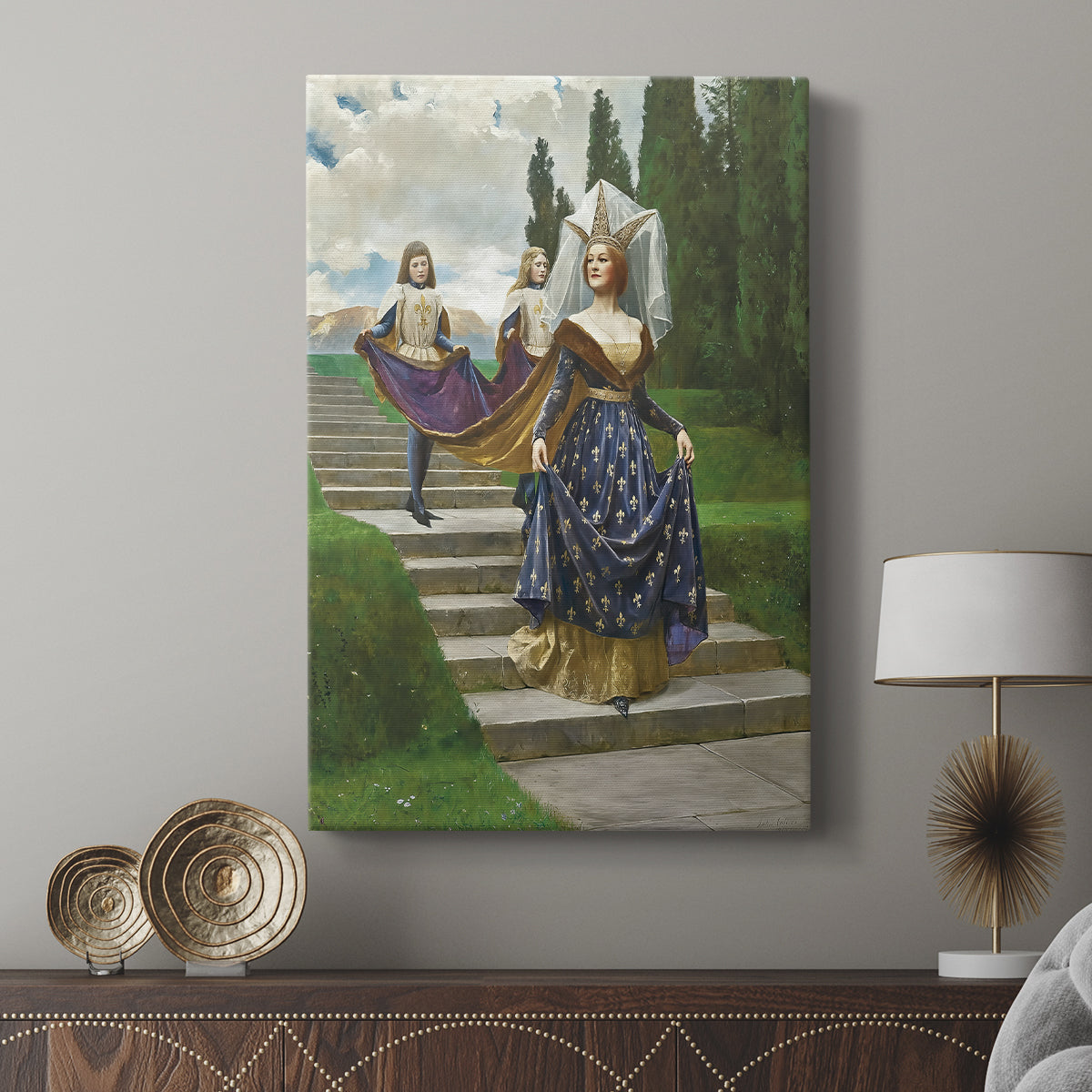 Canvas art print featuring a dignified portrait with smooth tones and calm presence displayed in a modern interior space.