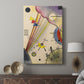 Canvas art print featuring a stylized composition with bold forms and minimal detail displayed in a modern interior space.