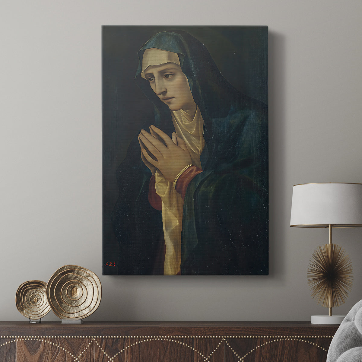Canvas art print featuring a refined composition with subtle shading and depth displayed in a modern interior space.