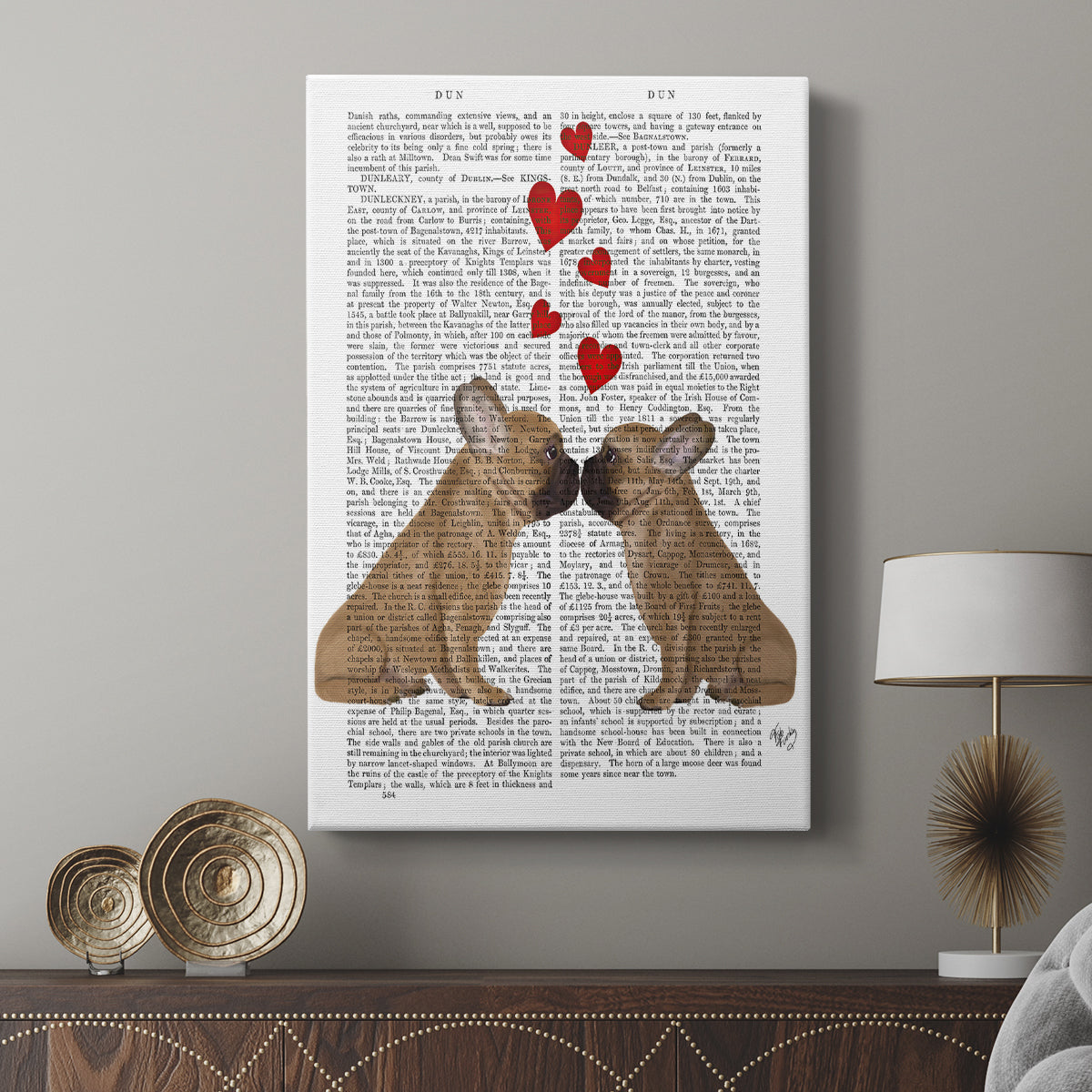 French Kiss and Hearts - Canvas Art Print