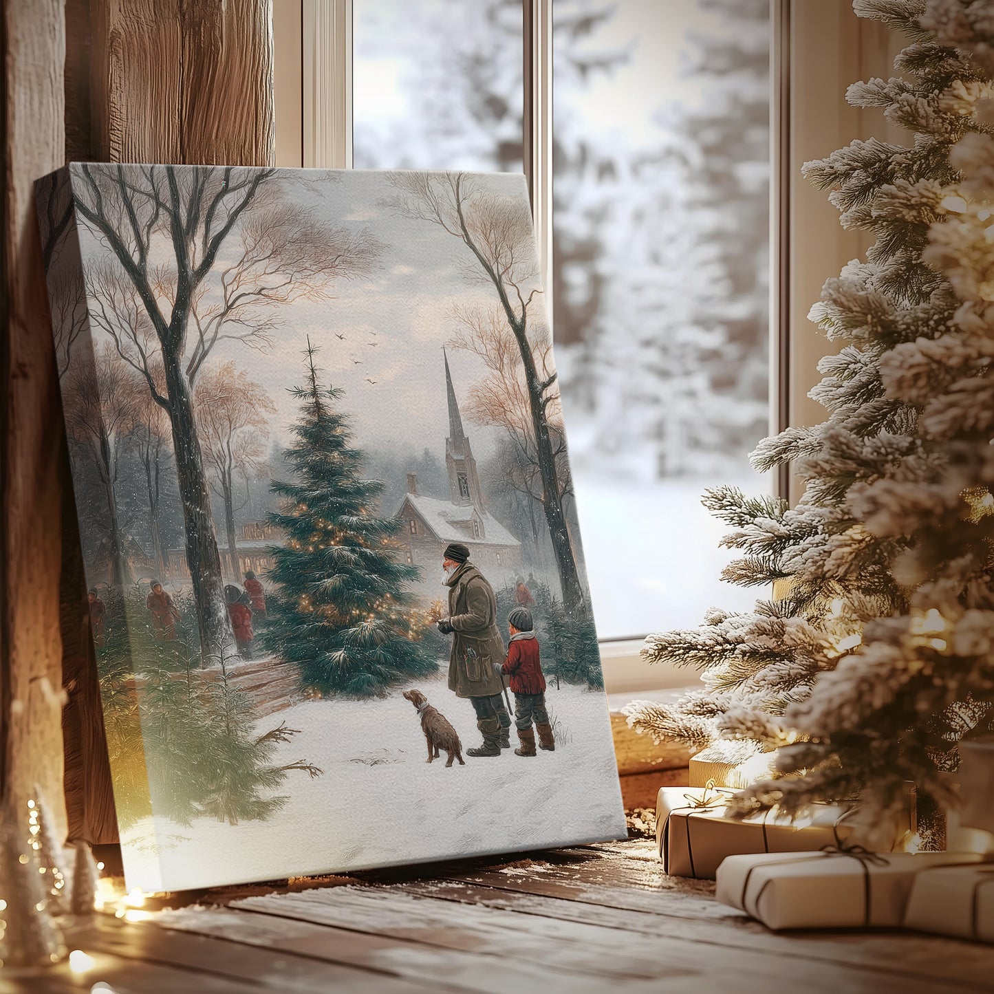 Eve of Soft Linen Evergreen - Canvas Art Print