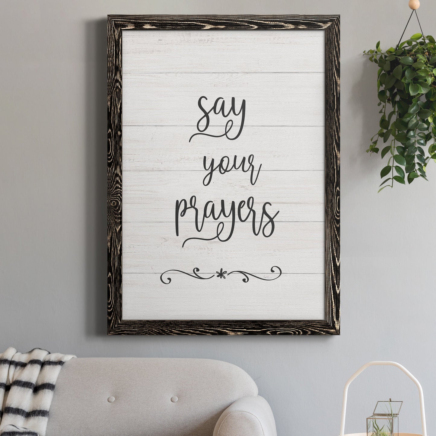 Say Your Prayers - Premium Canvas Framed in Barnwood - Ready to Hang