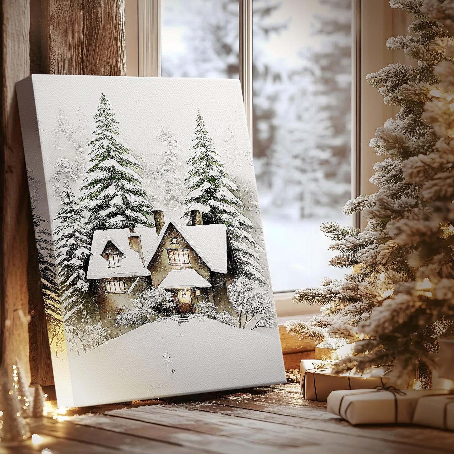 Cottage of Frostlit Whisper - Canvas Art Print