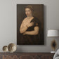 Canvas art print featuring a composed portrait with smooth shading and dark background displayed in a modern interior space.