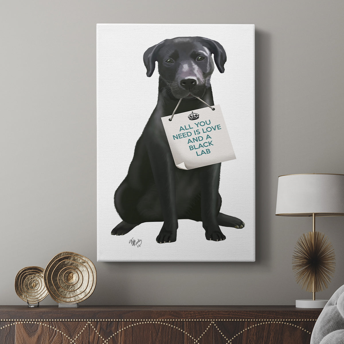 Love and Black Labrador - Canvas Art Print
