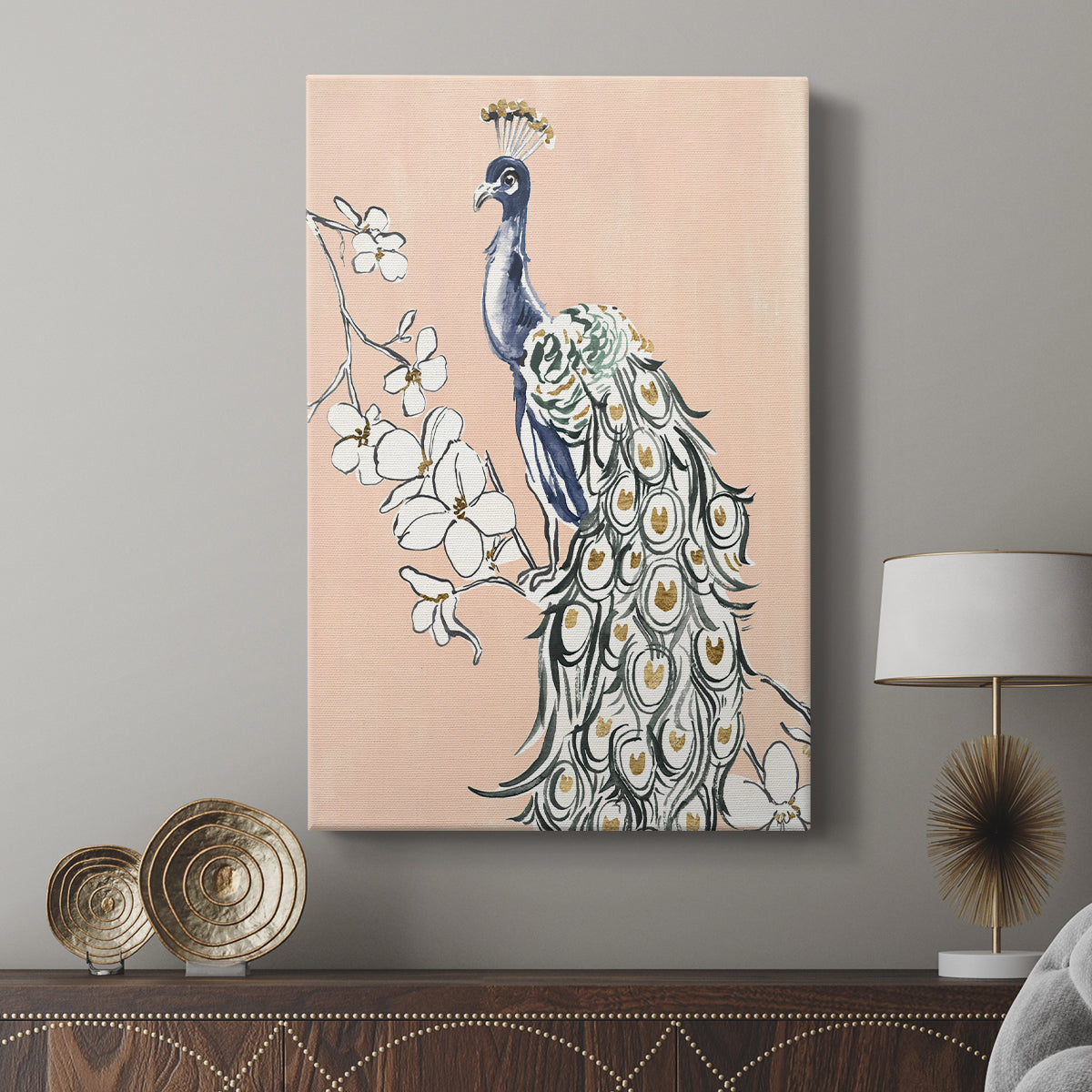 Peacock in Gold IV - Canvas Art Print