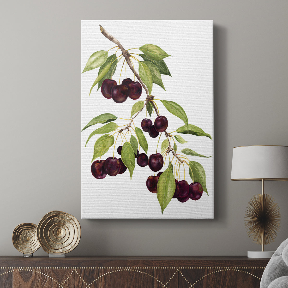 Watercolor Cherries - Canvas Art Print