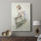 Canvas art print featuring a stylized figure surrounded by detailed ornamental patterns displayed in a modern interior space.