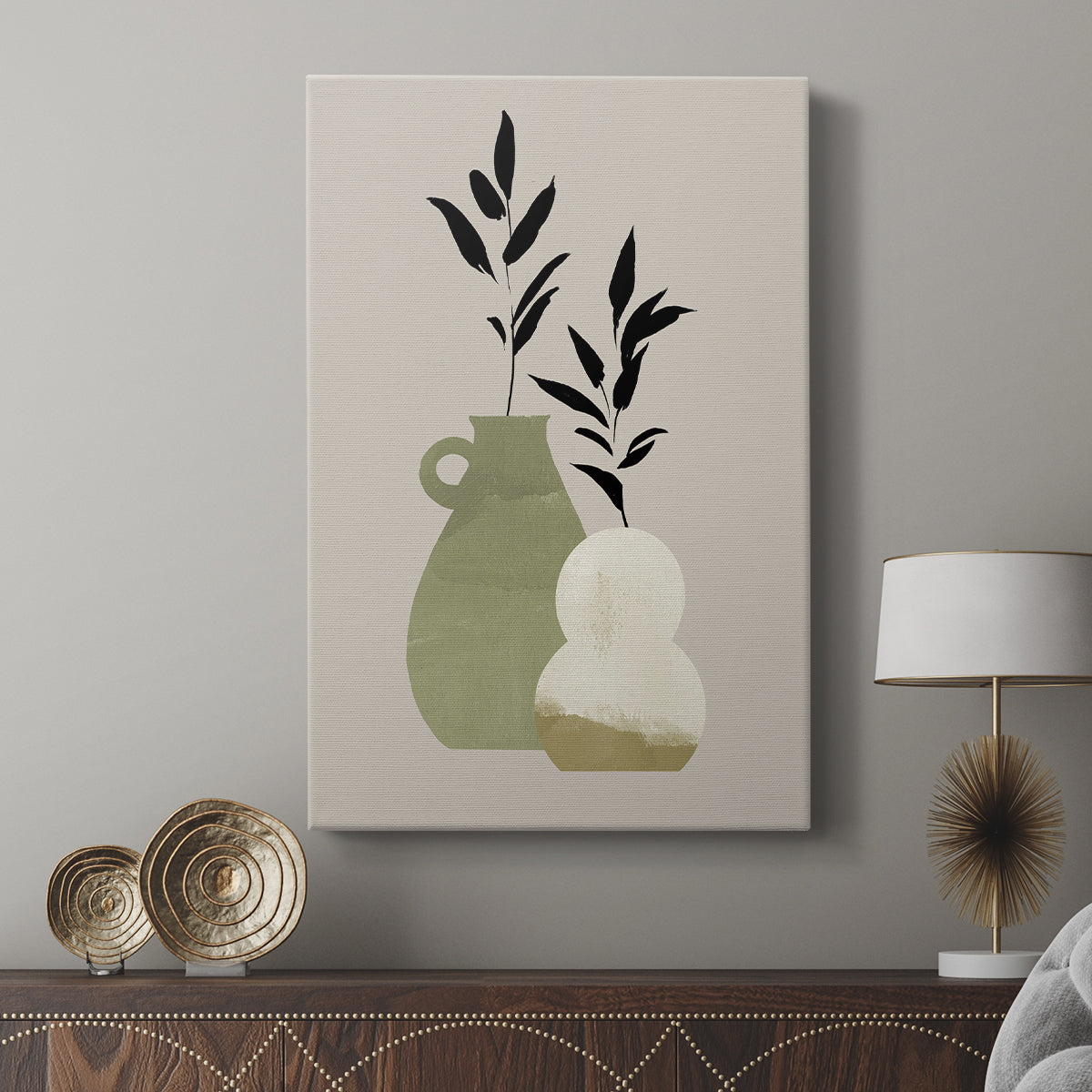 Simple Bud Vases II - Canvas Art Print