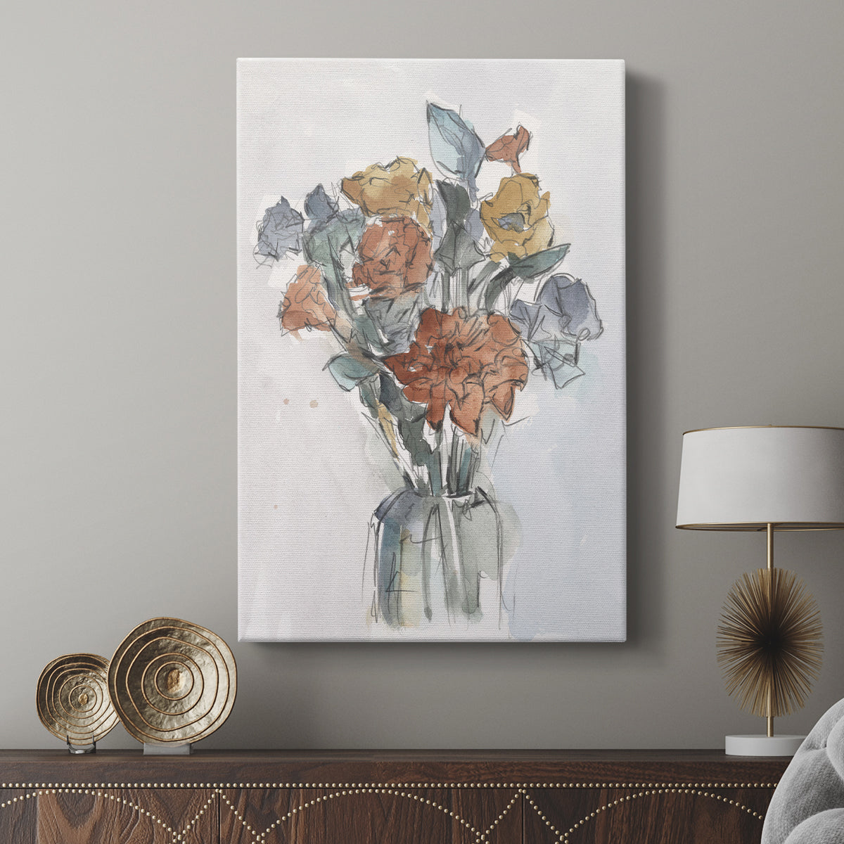 Watercolor Floral Arrangement I - Canvas Art Print