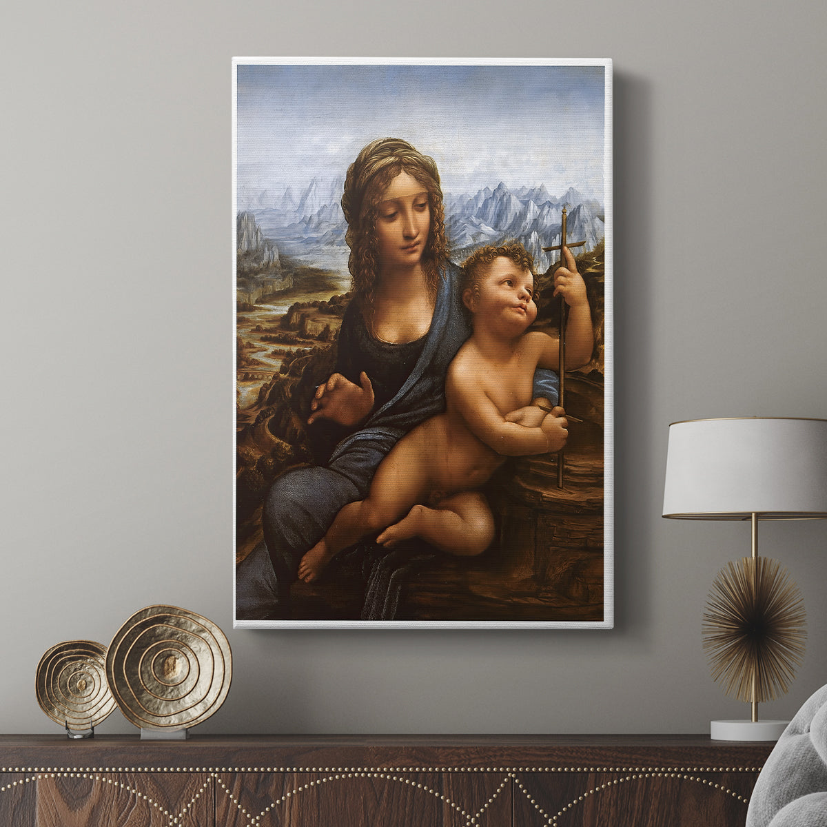 Canvas art print featuring a refined image with subtle interaction and smooth tones displayed in a modern interior space.
