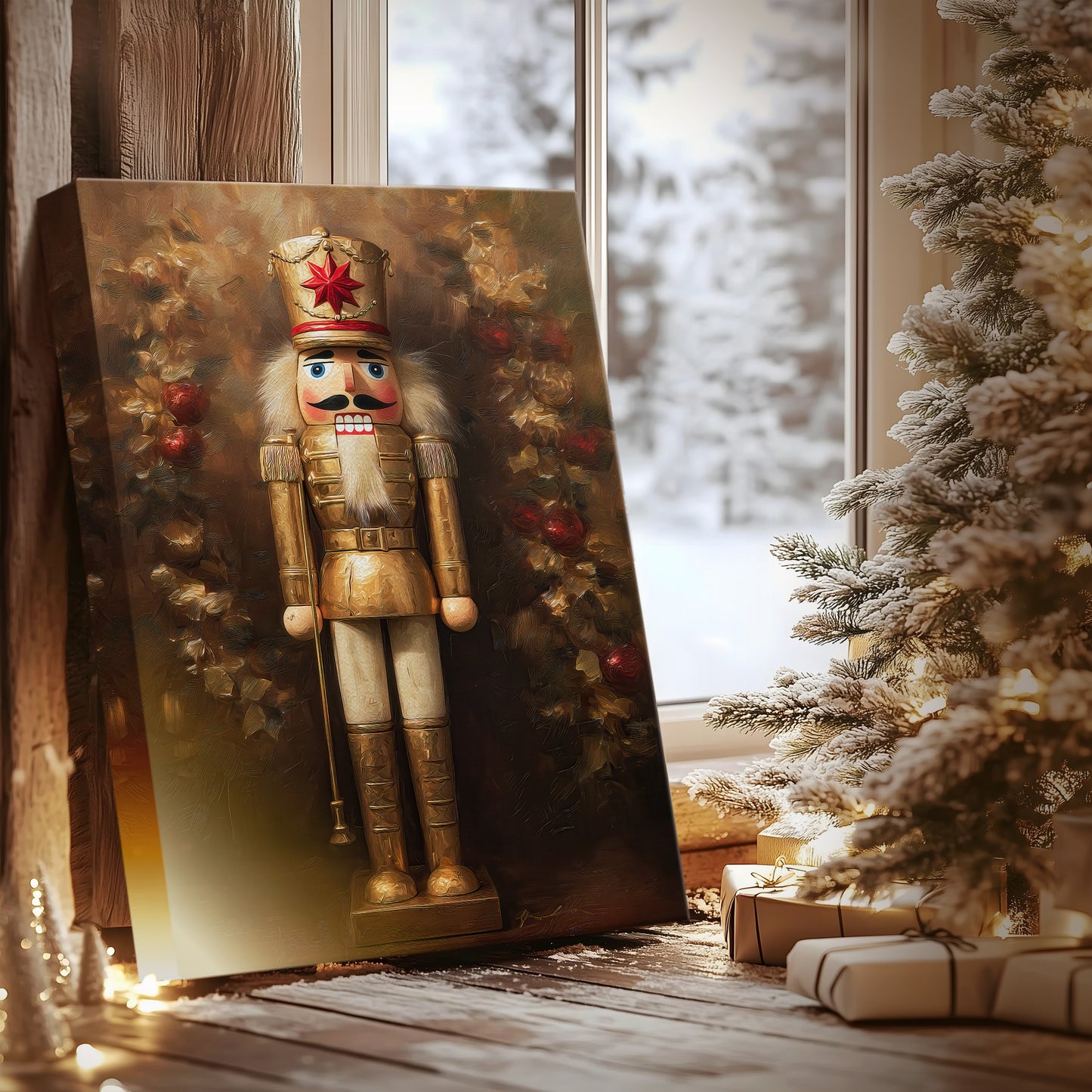 Candlelit Carol of Mistletoe - Canvas Art Print