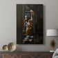 Canvas art print featuring a composed room with subtle detail and interaction displayed in a modern interior space.