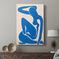 Canvas art print featuring a modern composition with deep blue silhouette and minimal detail displayed in a modern interior space.