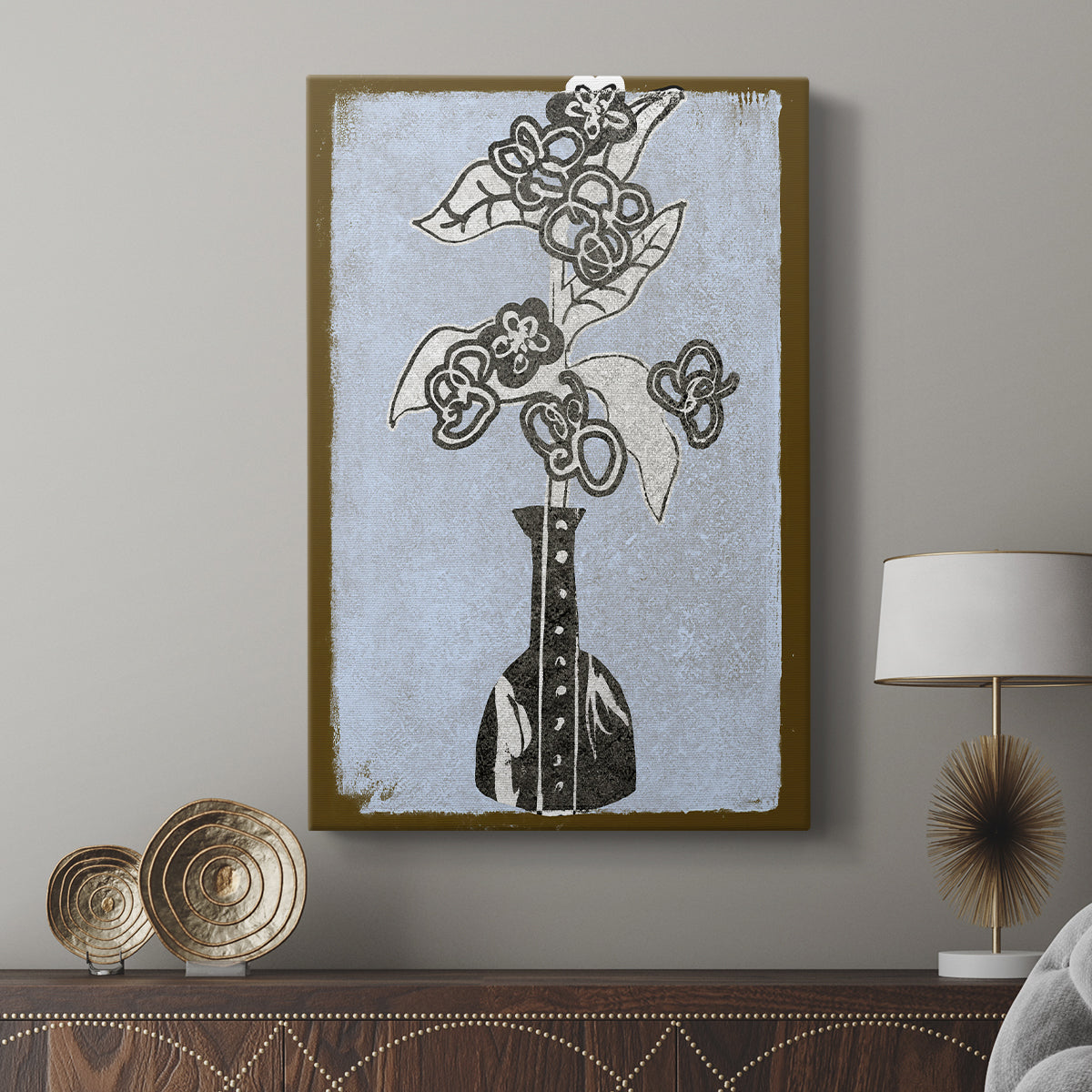 Graphic Flowers in Vase III - Canvas Art Print