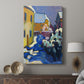 Canvas art print featuring a dynamic composition with architecture and expressive color displayed in a modern interior space.