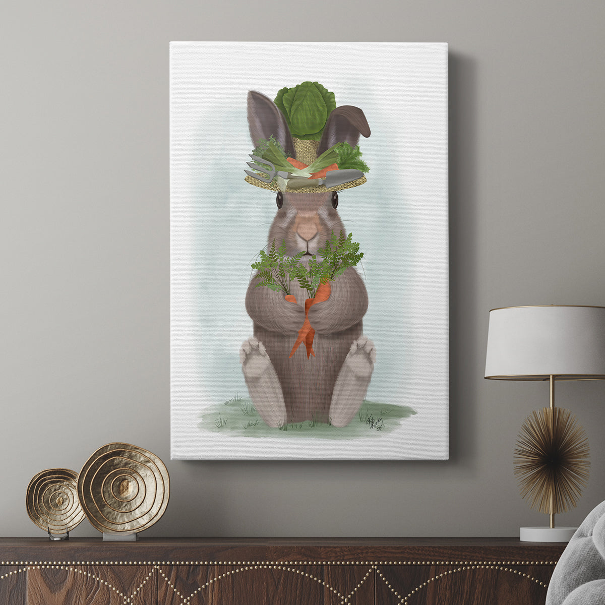 Rabbit Carrot Hat - Canvas Art Print