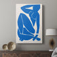 Canvas art print featuring a modern figure built from geometric cut-out shapes displayed in a modern interior space.