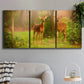Three-panel canvas wall art featuring resting animals in open field, displayed in a modern living room above a sofa.