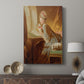 Canvas art print featuring a graceful figure with expressive gesture and soft color displayed in a modern interior space.