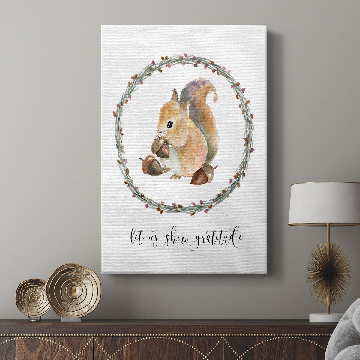 Harvest Home Squirrel - Canvas Art Print