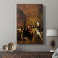 Canvas art print featuring a religious scene with earthy tones and subdued lighting displayed in a modern interior space.
