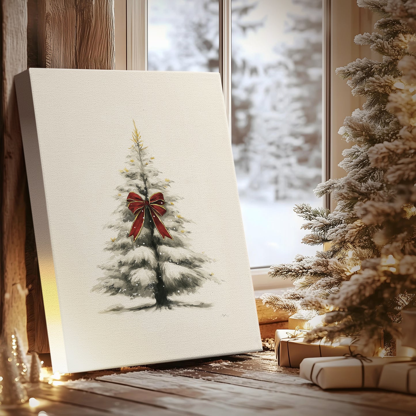 Mistletoe of Frostlit Carol - Canvas Art Print