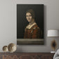 Canvas art print featuring a composed portrait with subtle shading and calm expression displayed in a modern interior space.