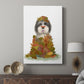 Landed in Autumn, Black and White Dog - Canvas Art Print