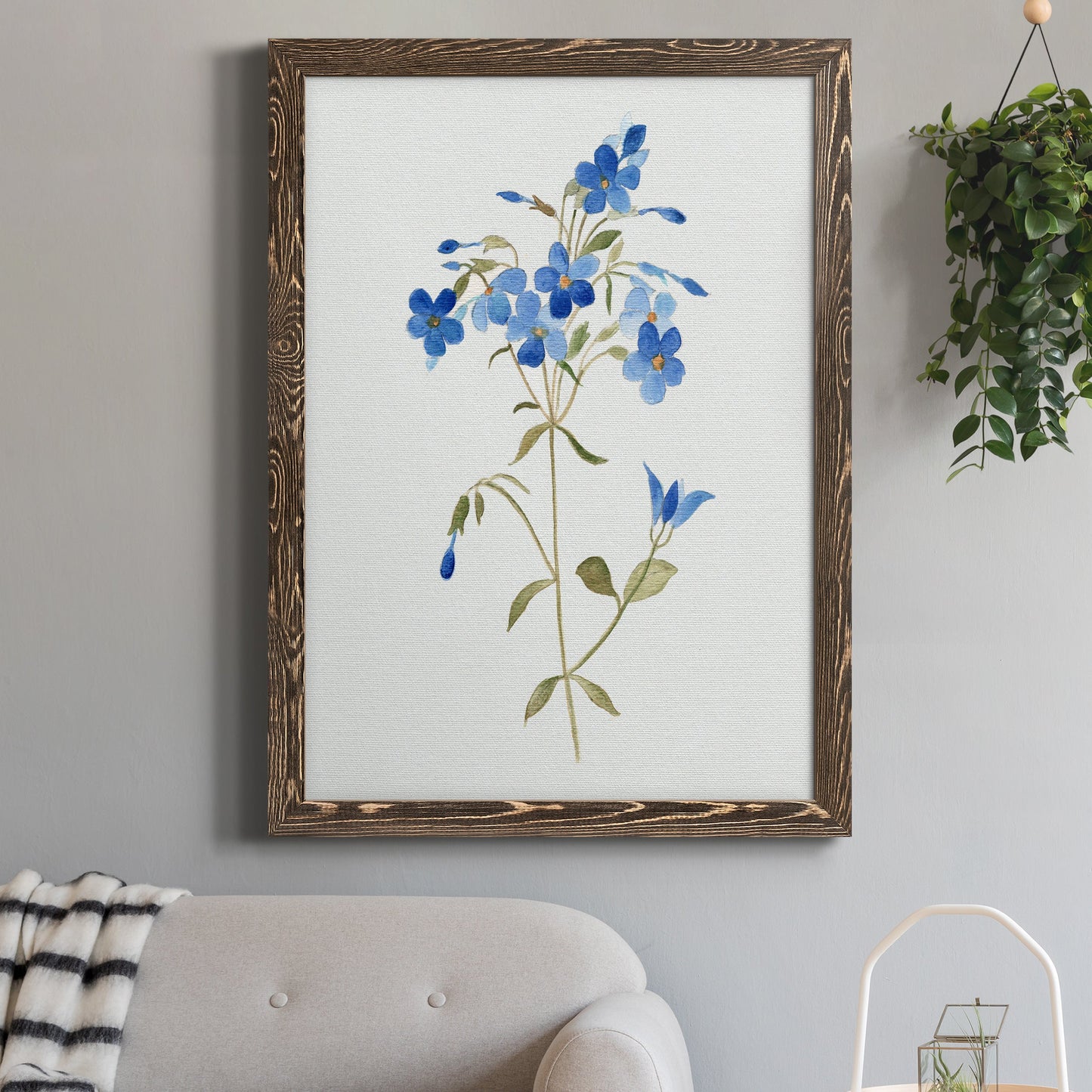 Blue Blossom Botanical II - Premium Canvas Framed in Barnwood - Ready to Hang