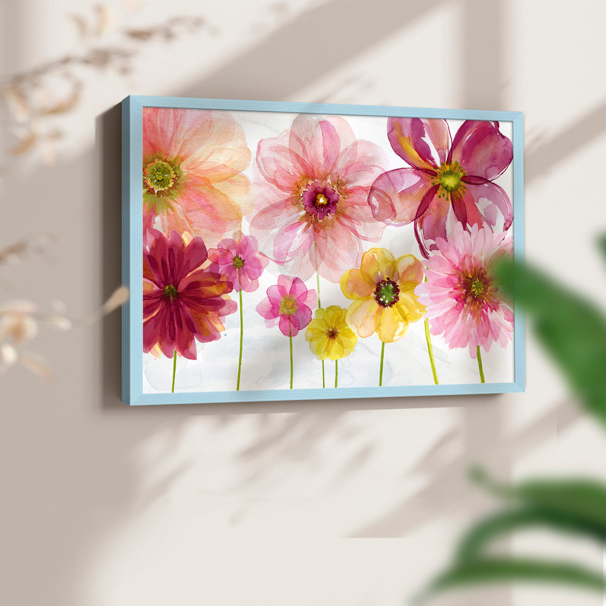 44001,watercolor,flowers,artwork,painting,floral,blossoms,pink,yellow,red,framed,colorful,decorative,nature,home decor,art,petals,garden,creative,mixed media,botanical,aesthetic,bright,beauty,hand-painted,wall art,interior design,cheerful,delicate,modern,flower arrangement,spring,seasonal,floral arrangement,visual art,design,Re-stickable,Text & Numbers