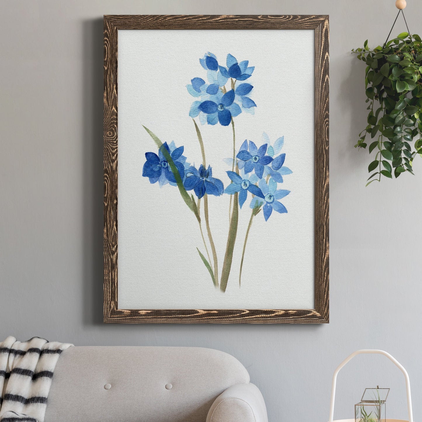 Blue Blossom Botanical I - Premium Canvas Framed in Barnwood - Ready to Hang