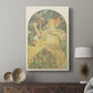 Canvas art print featuring a decorative poster with elegant lines and soft tones displayed in a modern interior space.