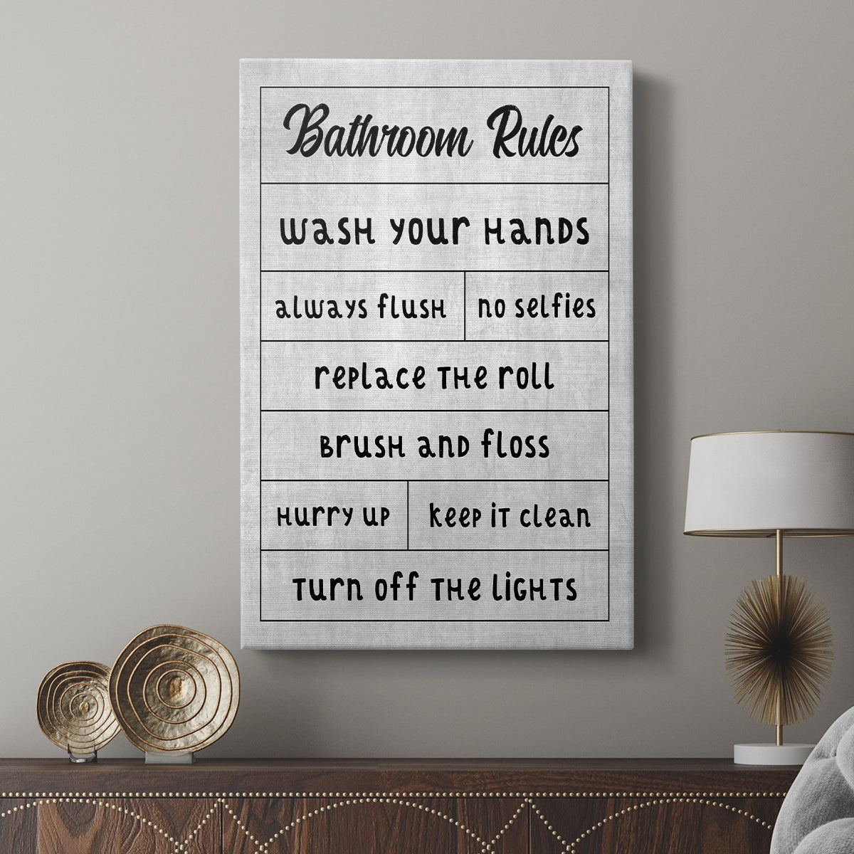 Simple Bathroom Rules - Canvas Art Print