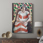 Canvas art print featuring a modern portrait with flat tones and clean outlines displayed in a modern interior space.
