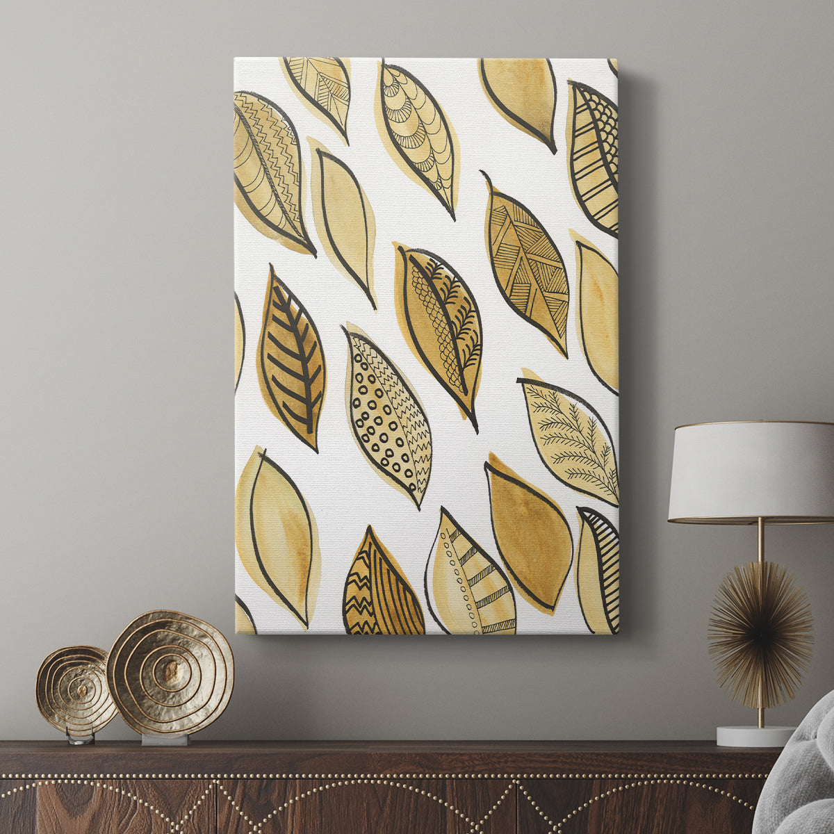 Patterned Leaf Shapes II - Canvas Art Print