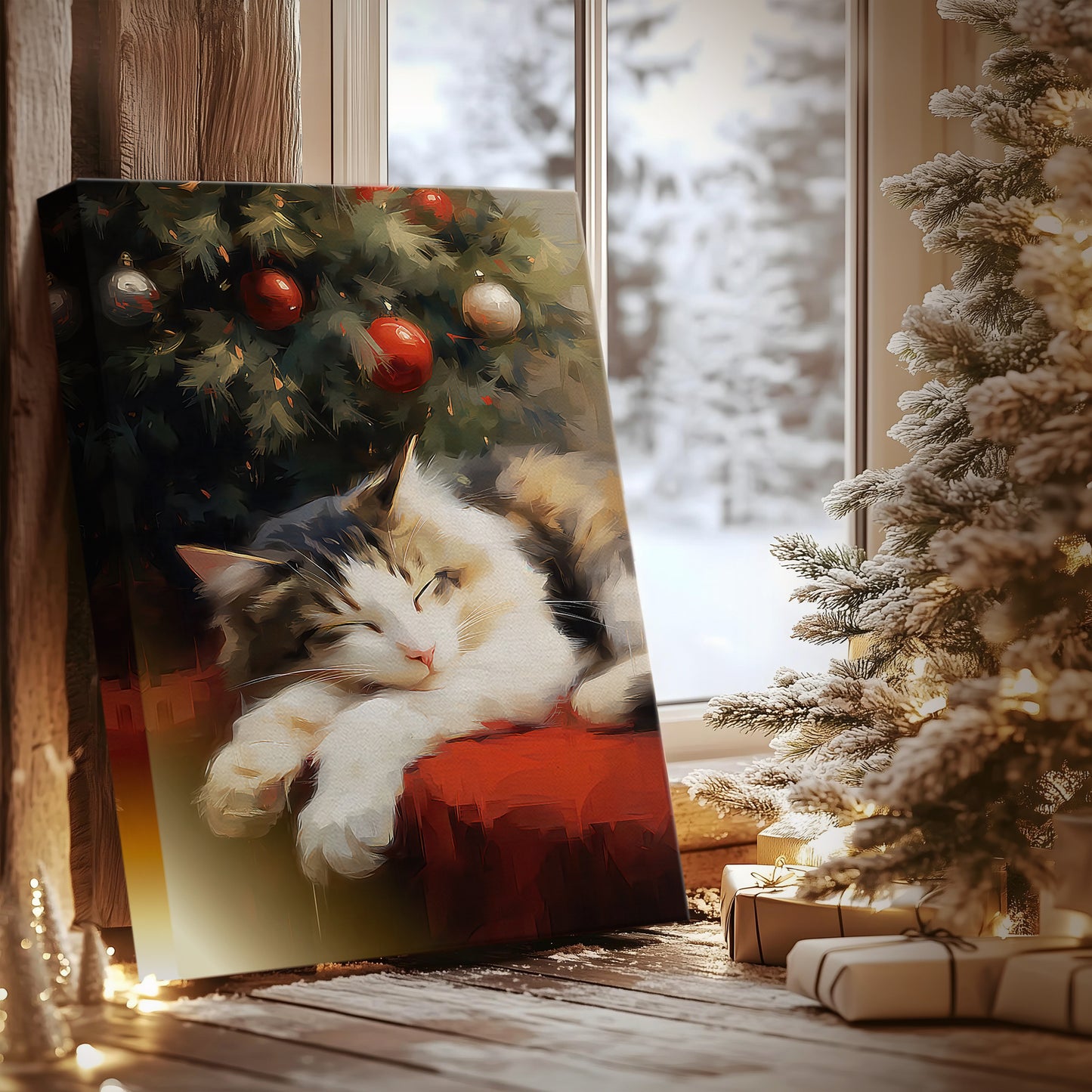 Candlelit Mistletoe Promise - Canvas Art Print