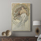 Canvas art print featuring a decorative portrait with soft tones and rhythmic composition displayed in a modern interior space.