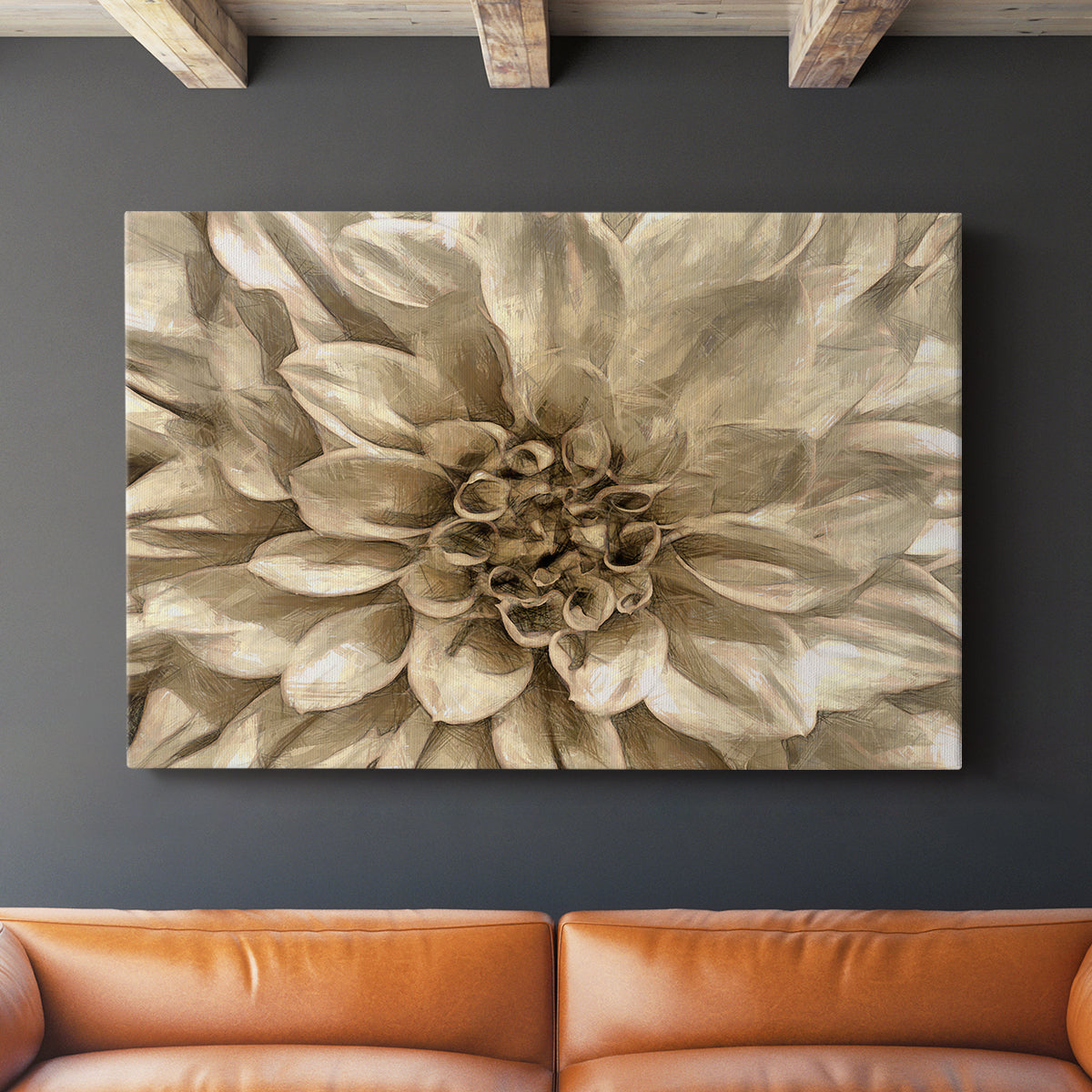 Neutral Wall Flower I - Canvas Art Print
