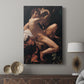 Canvas art print featuring a religious composition with deep shadows and warm highlights displayed in a modern interior space.